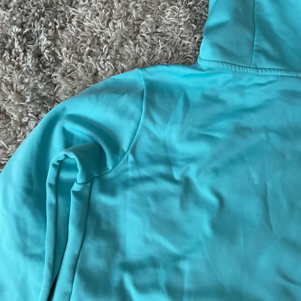 Nike Dri-FIT Just Do It Hoodie Womens Large Turquoise Blue Pullover Sweatshirt
